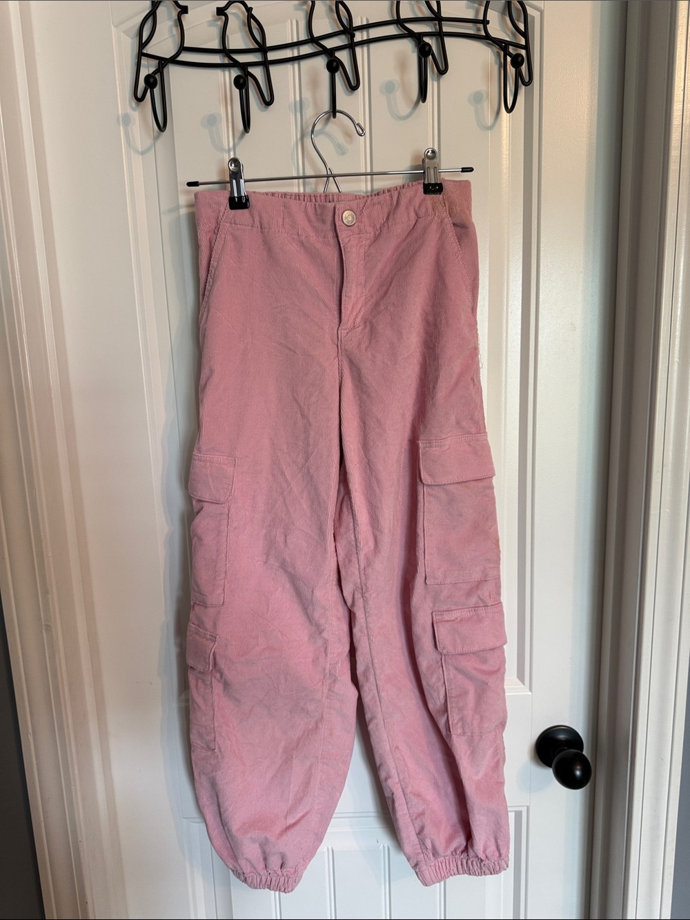 Abercrombie kids corduroy Pink Cargo Jogger Pants Sz 13-14